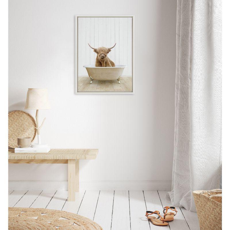 18" x 24" Sylvie Highland Cow Farmhouse Bath Framed Canvas by Amy Peterson White - Kate & Laurel All Things Decor