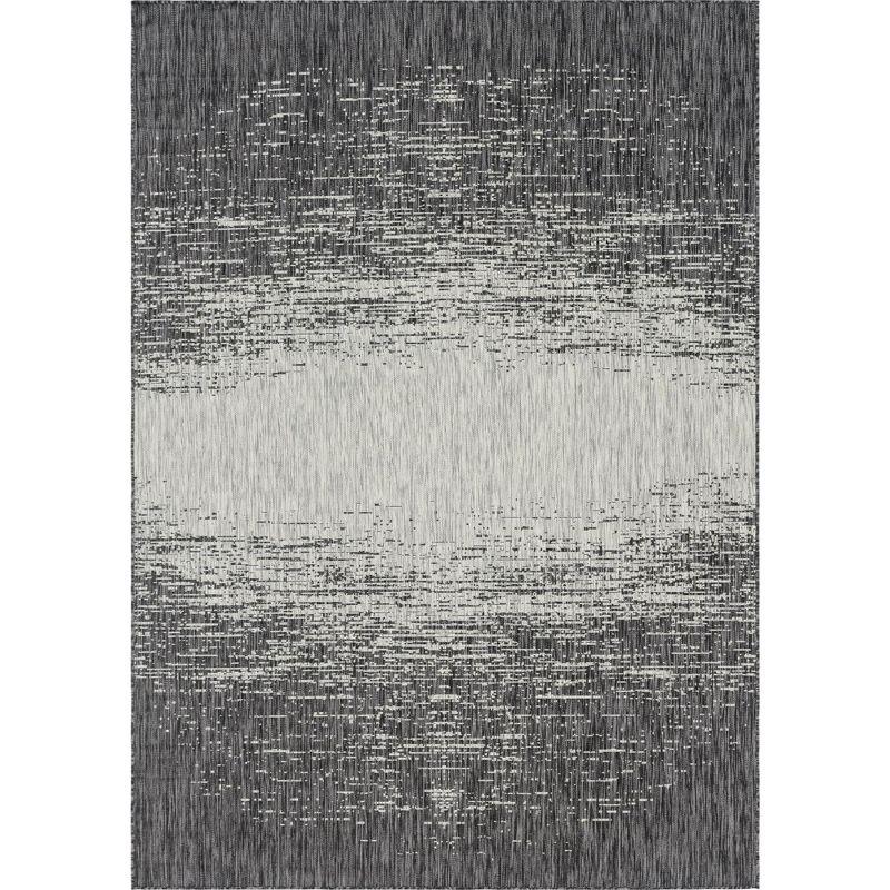 Charcoal Gray Abstract 7x10 Washable Outdoor Rug