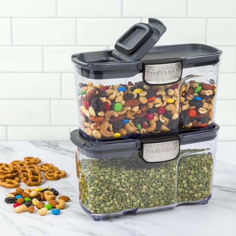 Prepworks 2pc Prokeeper Snack and Pantry Set: Clear & Black Food Storage Containers, 1.5L Capacity, Dishwasher-Safe