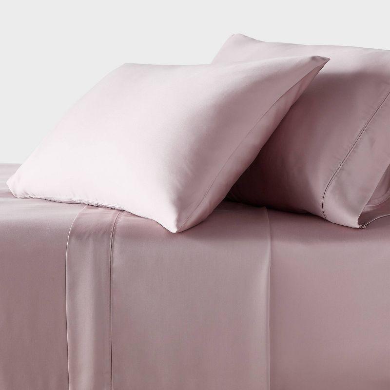 Twin/Twin XL 320 Thread Count Cool TENCEL® Lyocell Sheet Set Rose Ash - Threshold™: Satin Weave, OEKO-TEX Certified
