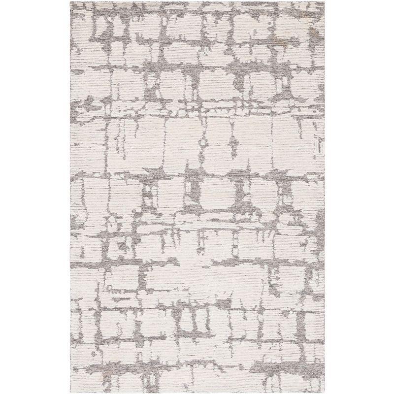 Martha Stewart Hand-Tufted Light Grey Wool Rectangular Rug