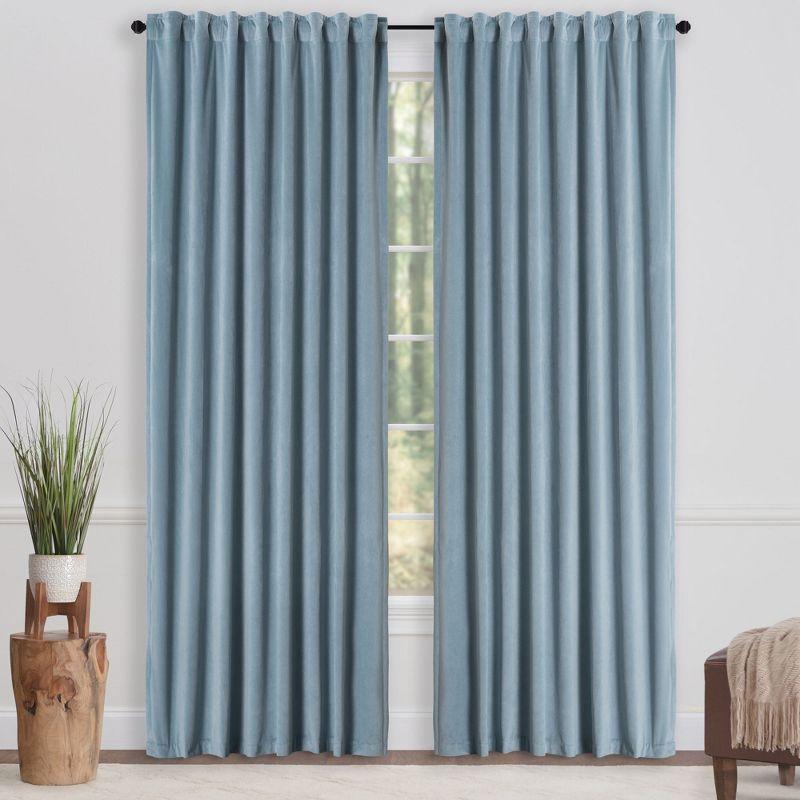 Chanasya 2pk Solid Velvet Room Darkening Window Curtain Panels - Set of 2 - 52 x 63 Inches Long - Slate Blue