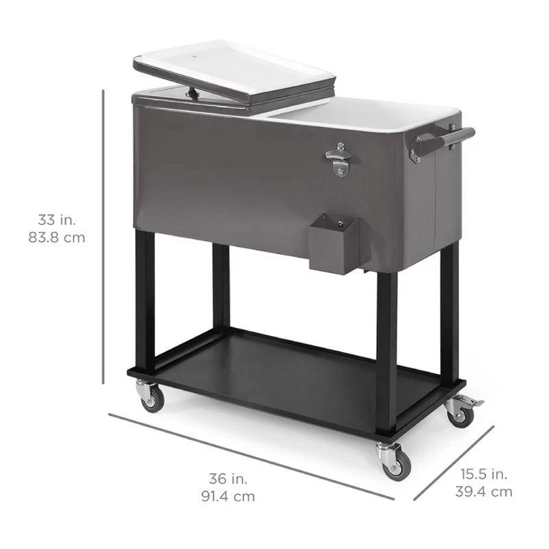 Best Choice Products 80qt Steel Rolling Cooler Cart w/ Bottle Opener, Catch Tray, Drain Plug, Locking Wheels