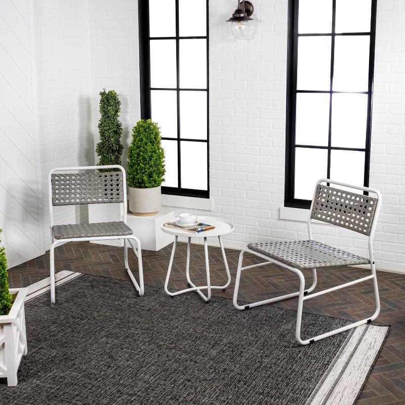 Freja White and Gray Faux Rattan 3-Piece Patio Set