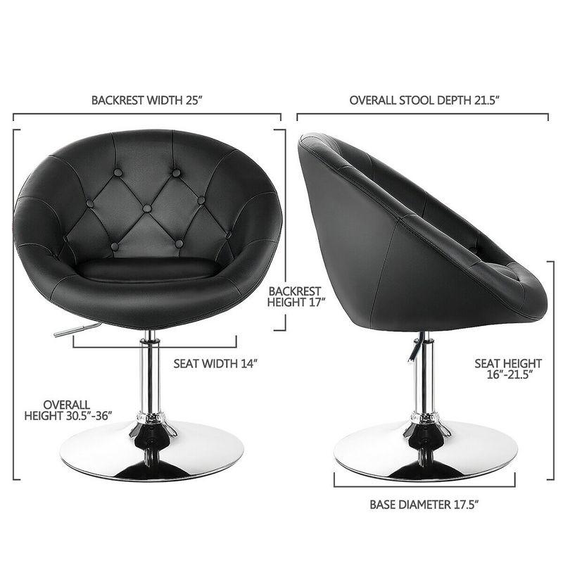 Modern Adjustable Swivel Accent Chair in Tufted Black PU Leather