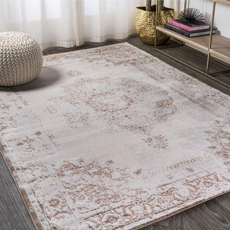 3'x5' Rosalia Cottage Medallion Area Rug, Brown/Cream - JONATHAN Y