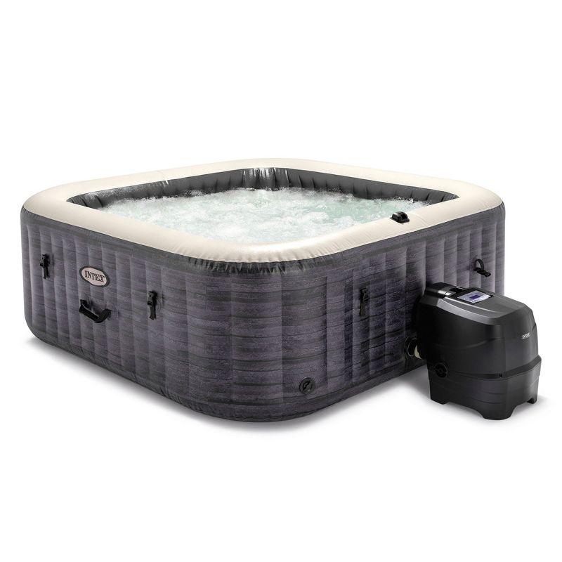 Intex PureSpa Plus Portable Inflatable Square Hot Tub Spa with 190 Bubble Jets and Built In Heater Pump