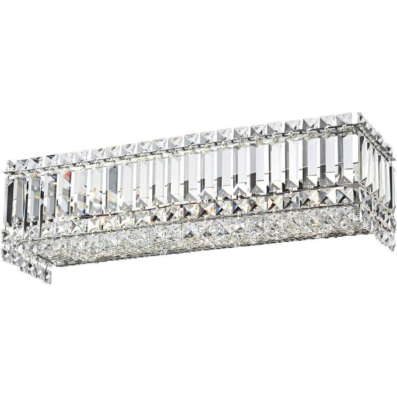Possini Euro Design Crystal Columns Modern Wall Light Chrome 23" Light Bar Fixture for Bedroom Bathroom Vanity Reading Living Room Hallway House Home