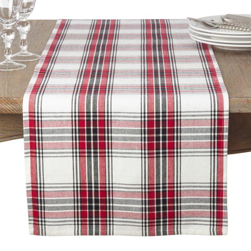 Classic Plaid Multicolor Cotton Table Runner, 16"x72"