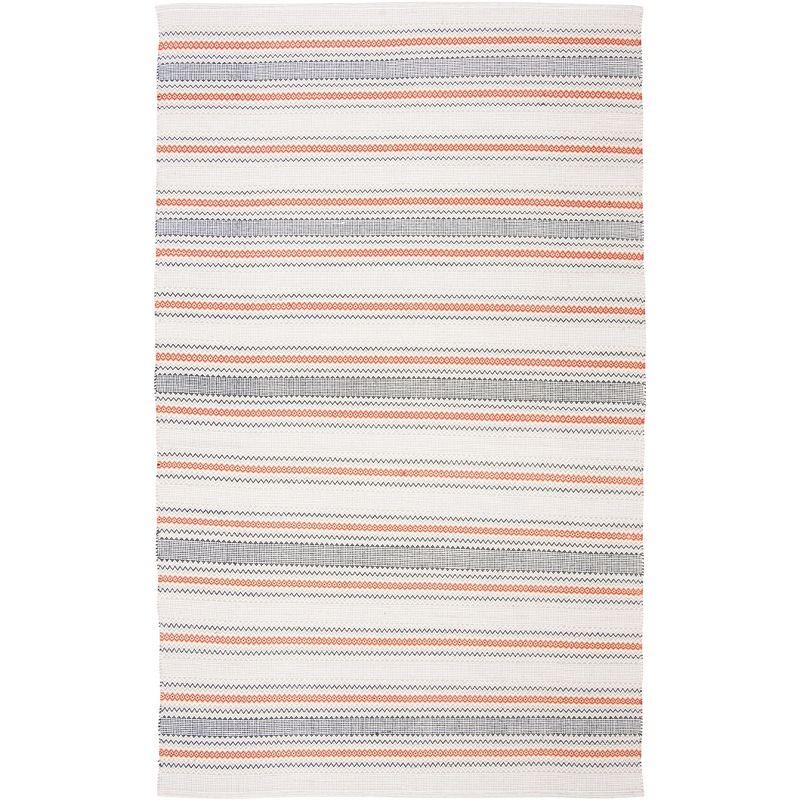 Coastal Breeze Montauk 59" Red and Beige Handwoven Cotton Rug