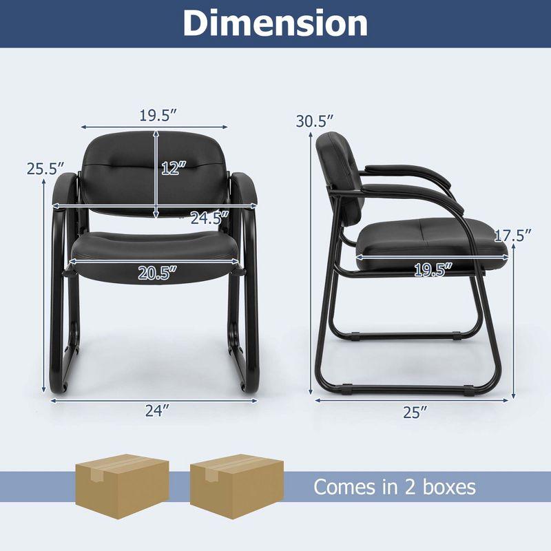 Costway Waiting Room Chair Set of 2/4/6/8/10/12 with Sled Base and Padded Arm Rest Home Black