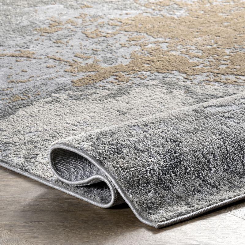 Eco-Friendly Silver Abstract Synthetic 40" Area Rug