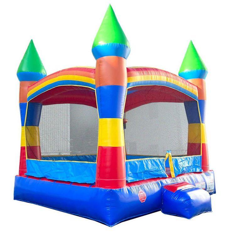 Pogo Bounce House Pogo Bounce House Crossover Inflatable Bounce House, Commercial Grade Party Playhouse Deluxe Rainbow Unit & Blower, For Kids & Toddlers, Backyard Outdoor Jump Fun, w/ Stakes & Storage Bag 13x12x14.5ft