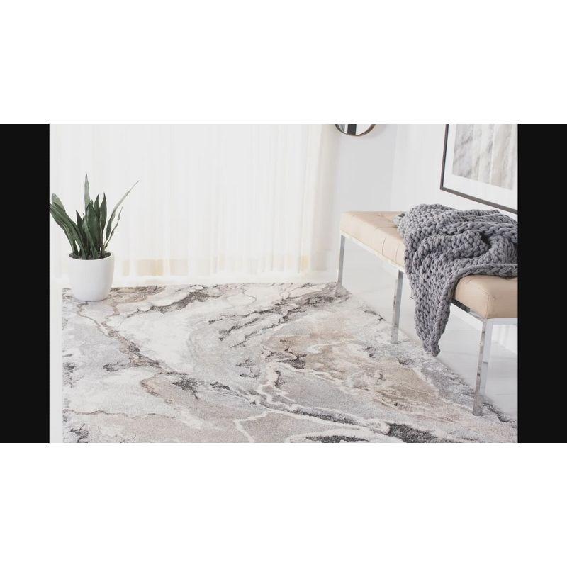 Abstract Elegance 8' x 10' Gray Shag Synthetic Area Rug