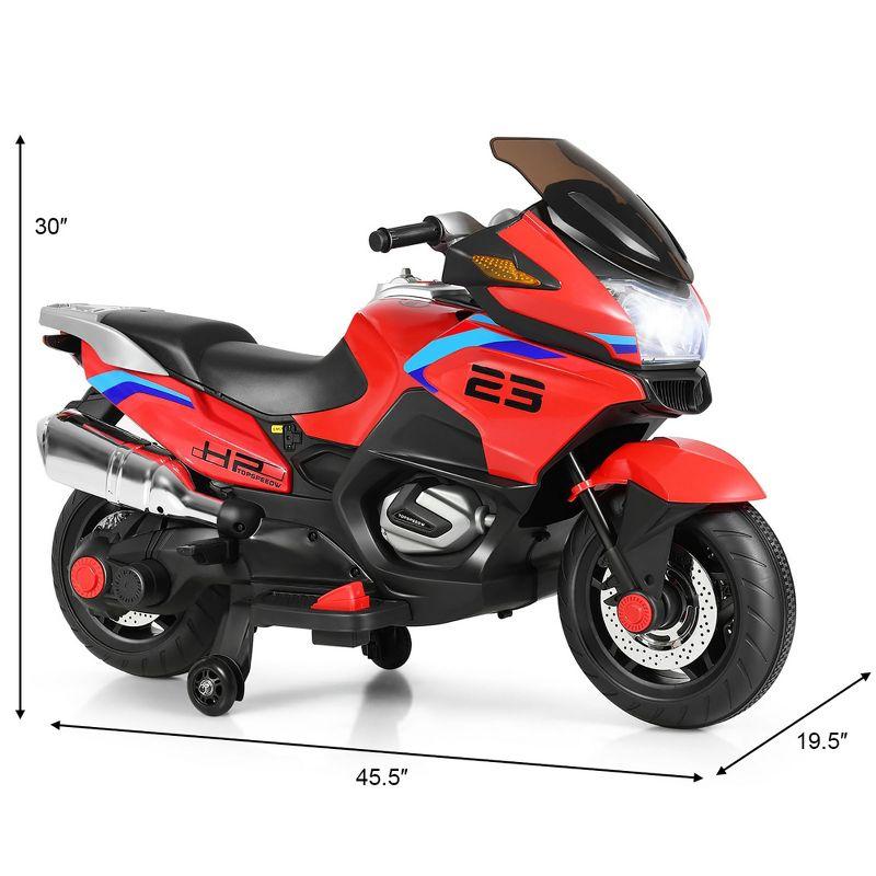 Red 12V Kids Ride-On Motorcycle with Training Wheels