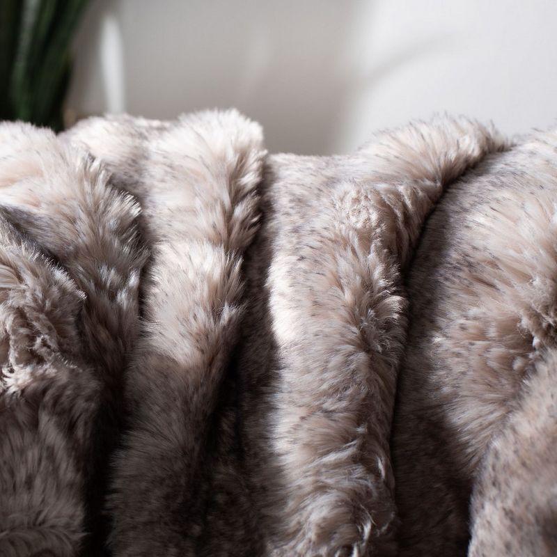 Gray Faux Fur Machine Washable Throw Blanket