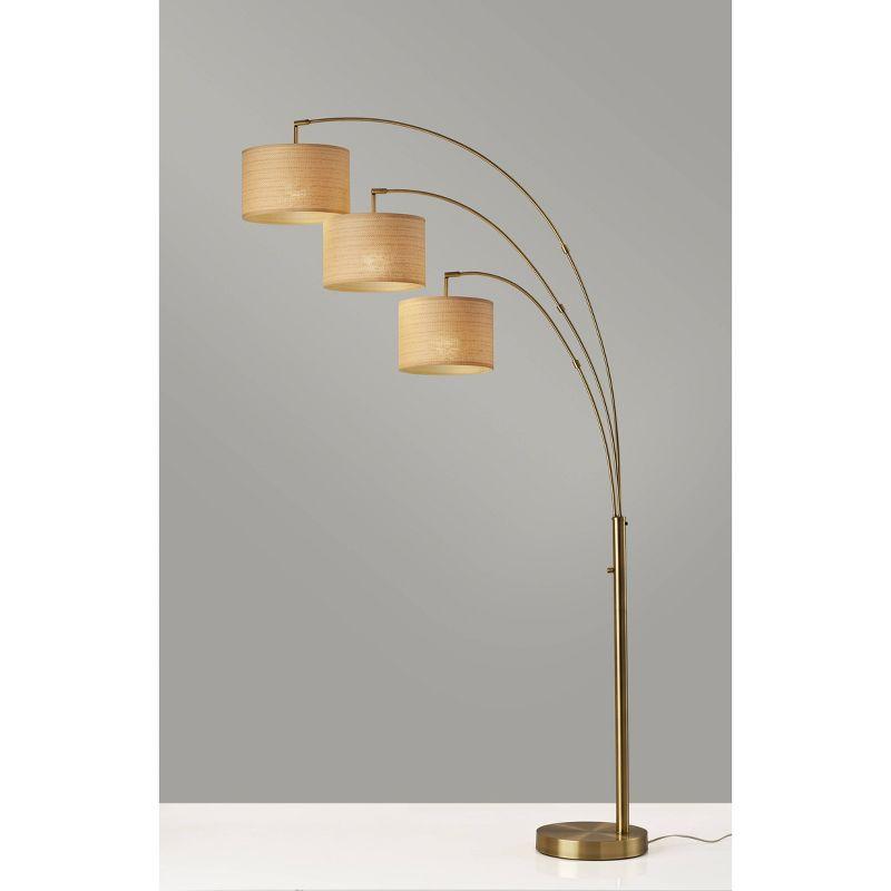 Bowery 3 Arm Arc Lamp Antique Brass - Adesso: Transitional Style, Adjustable, ETL Listed, Metal Body