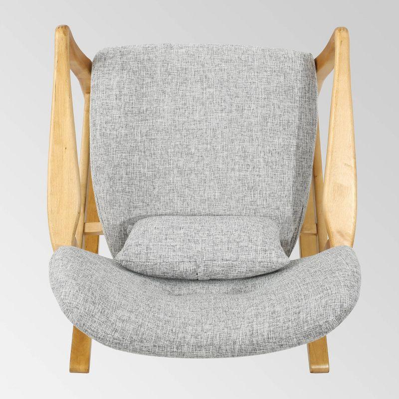 Benny Mid Century Modern Fabric Rocking Chair Light Gray: Birch Frame, Tufted Back - Christopher Knight Home