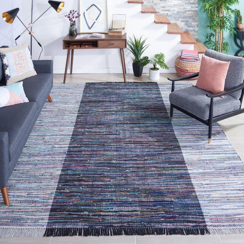 Handwoven Charcoal Harmony 8' x 10' Flatweave Cotton Rag Rug