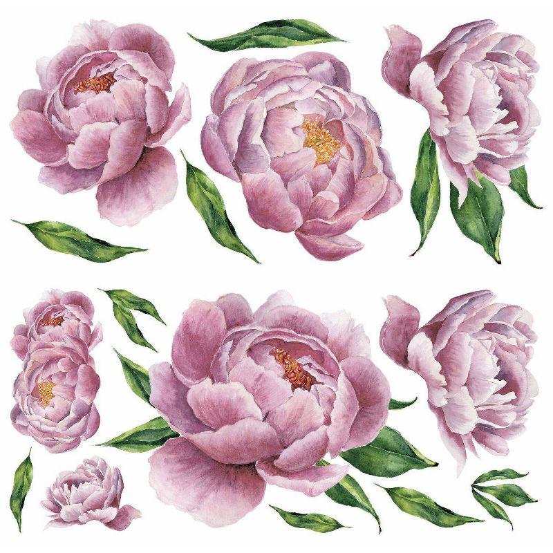 RoomMates Large Peony Peel and Stick Giant Wall Decal: Vinyl Floral Art, Self-Adhesive, Repositionable, Modern Decor