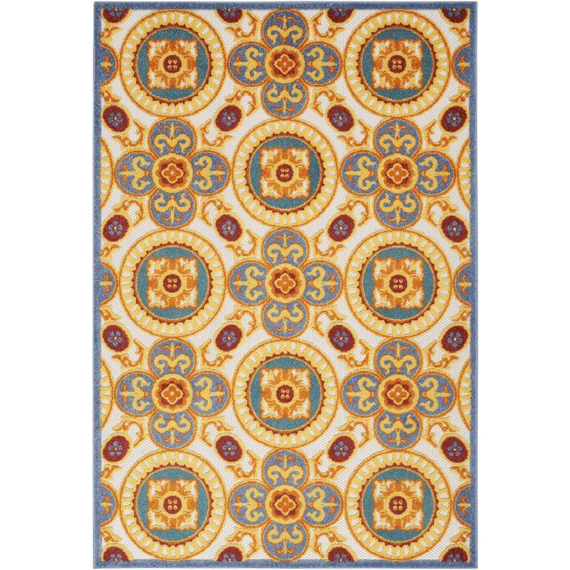 Multicolor Rectangular Synthetic Flat Woven Washable Rug 5'3" x 7'5"