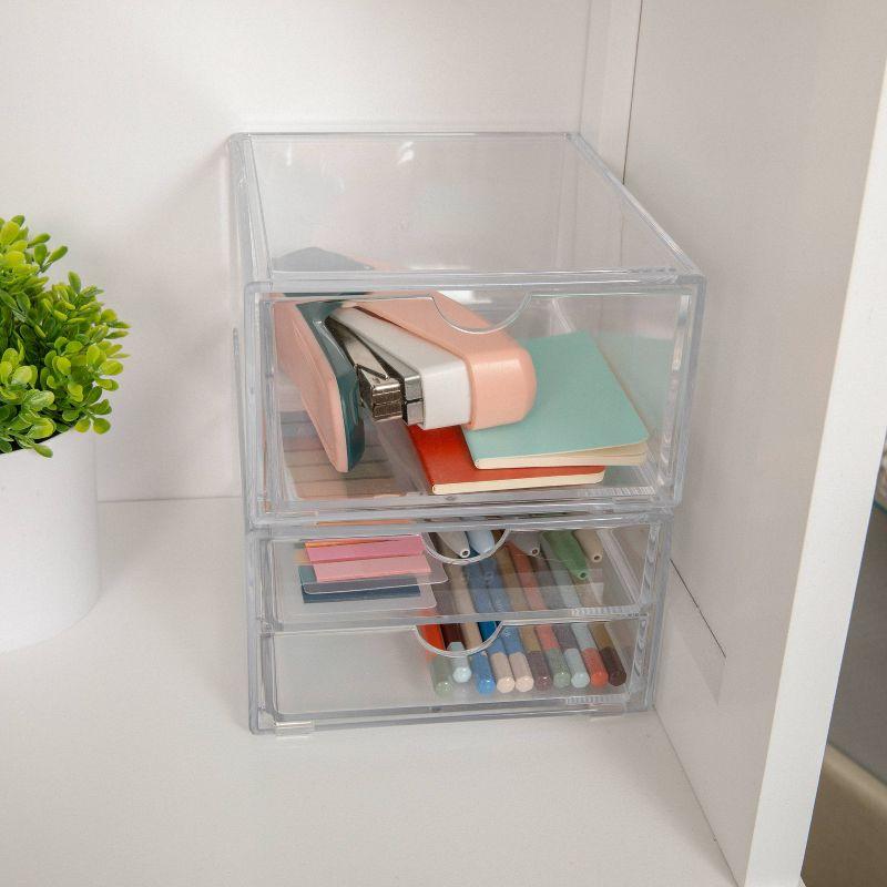 Thomas Martha Stewart Stackable Plastic Office Desktop Organizer Boxes - Single Drawer and 2 Drawers