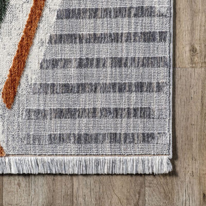 Nuloom Edna Modern Striped Fringe Indoor Area Rug, 5' x 8', Light Gray