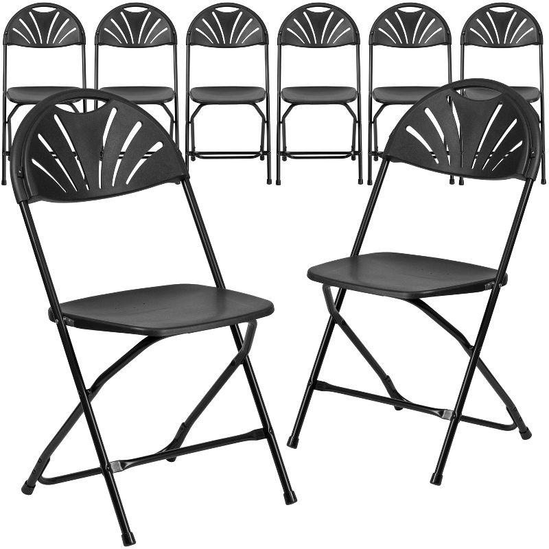 Joaquin Plastic Fan Back Folding Event Chairs with Carrying Handles