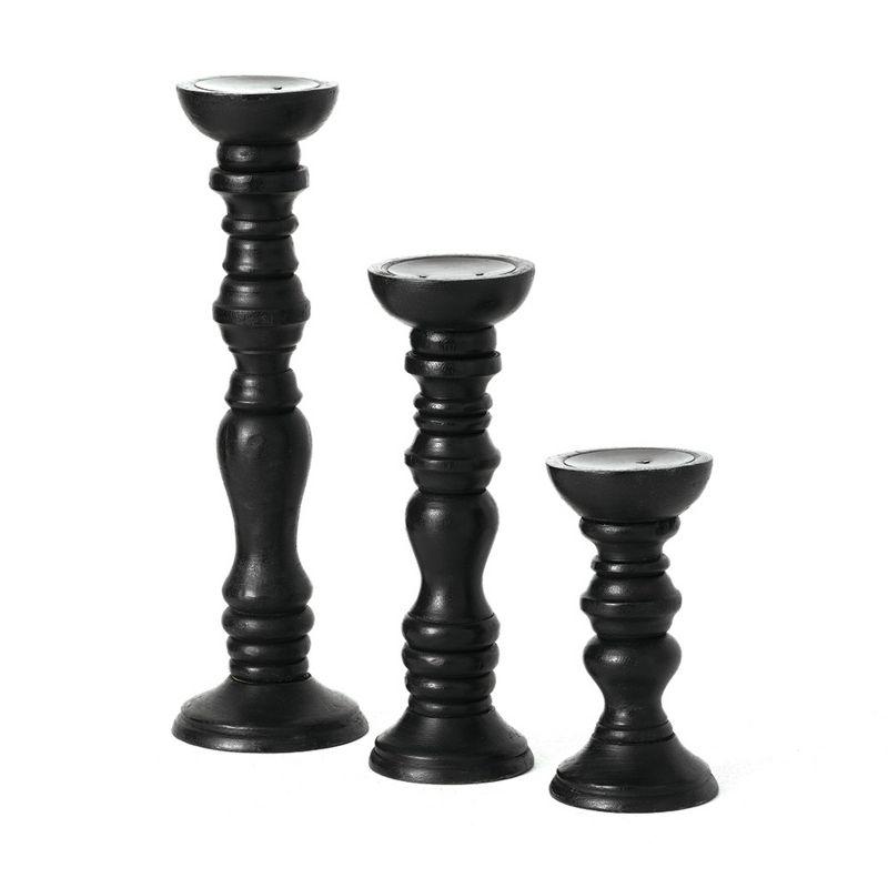 Sullivans Pillar Candleholder 16"H  12"H & 8"H Black