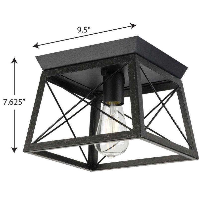 Progress Lighting Briarwood 1-Light Flush Mount, Antique Bronze, Faux-Painted Wood Shade