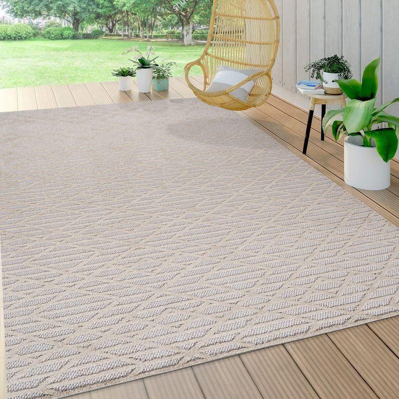 Ararat High-Low Pile Moroccan Diamond Modern Indoor/Outdoor Area Rug  - JONATHAN Y