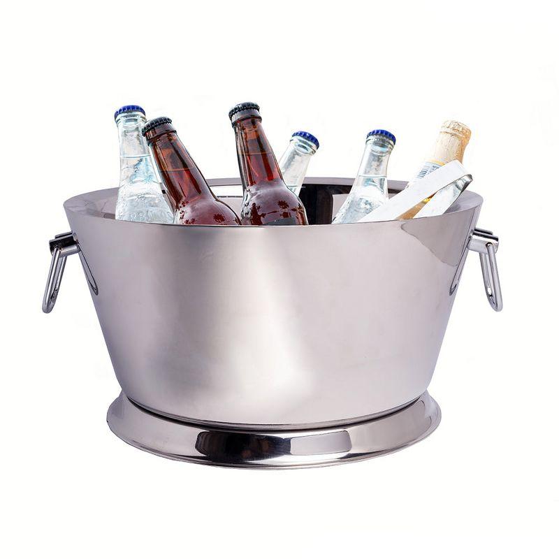 Prep & Savour Demetro Beverage Tub for Parties Stainless Steel Drink Tub Cooler Ice Bucket for Hosting Parties Drink Bucket with Handles