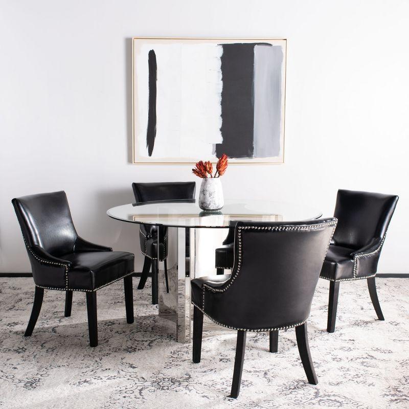 Lotus Kd 19" H Dining Chair With Nail Head Trim (Set of 2) - MCR4700 - Black - Safavieh Couture