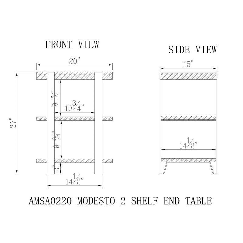 20" Modesto 2 Shelf Solid Wood and Metal End Table - Alaterre Furniture: Industrial, Rustic Design