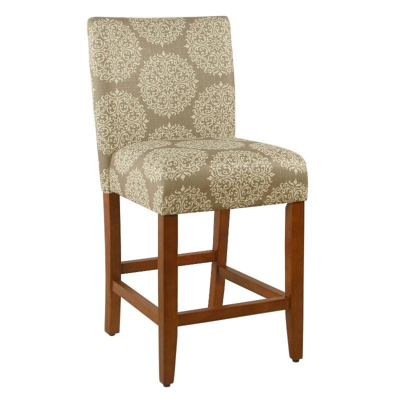 Braeburn 24" Tan and Cream Upholstered Counter Stool with Brown Wood Legs