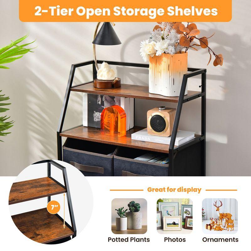 Costway 4-Drawer Dresser Organizer Closet Storage Cabinet with  Shelves & Foldable Drawers