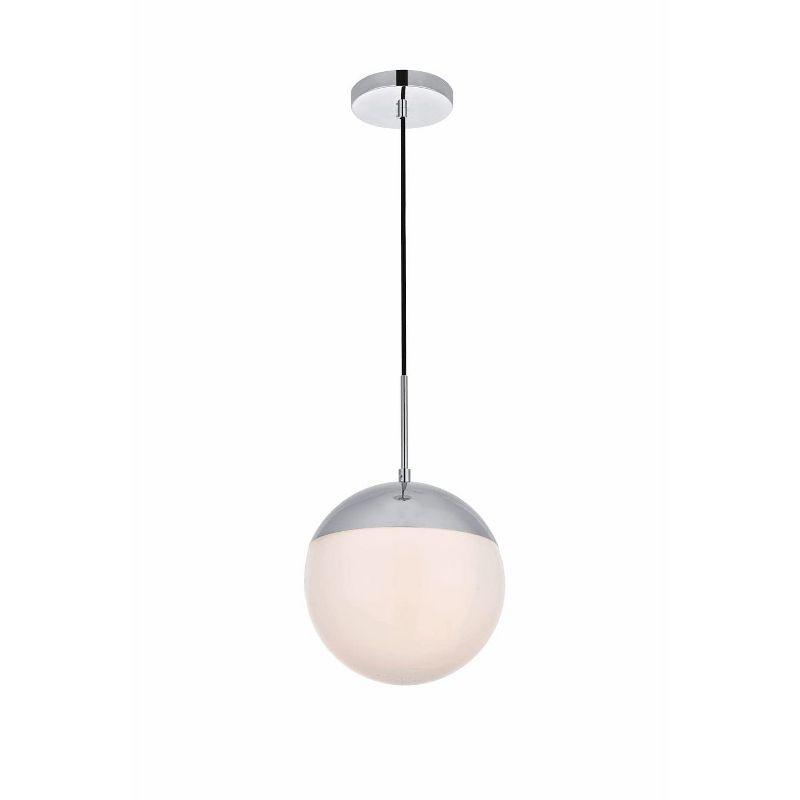 Elegant Lighting Eclipse 1 Light Chrome Pendant With Frosted White Glass