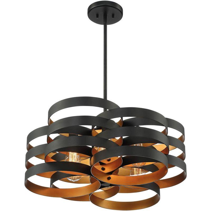 Possini Euro Design Zia Black Gold Chandelier 25 1/2" Wide Modern 6-Light Fixture for Dining Room House Foyer Kitchen Island Entryway Bedroom Home