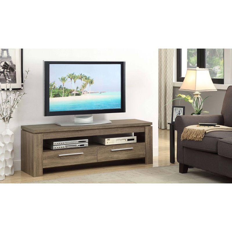 Transitional Weathered Brown TV Console with Dual Storage