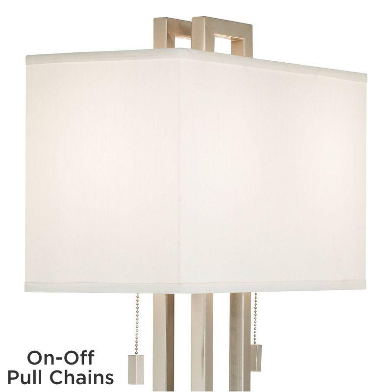 Possini Euro Design Modern Table Lamp 30" Tall Brushed Nickel Metal White Fabric Rectangular Shade for Bedroom Living Room House Bedside Nightstand