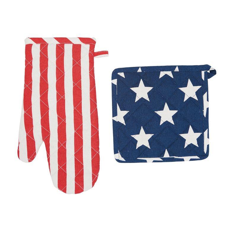 Darby Home Co Nelsen Stars and Stripes Pot Holder & Oven Mitt Set