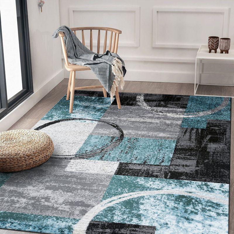 World Rug Gallery Abstract Circle Gray 6'6"x9' Area Rug