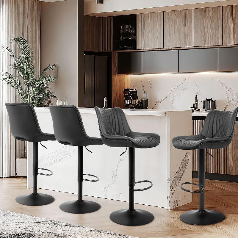 Vatros Adjustable Swivel Counter Stools with Back, Bar Stools Set of 4, Black
