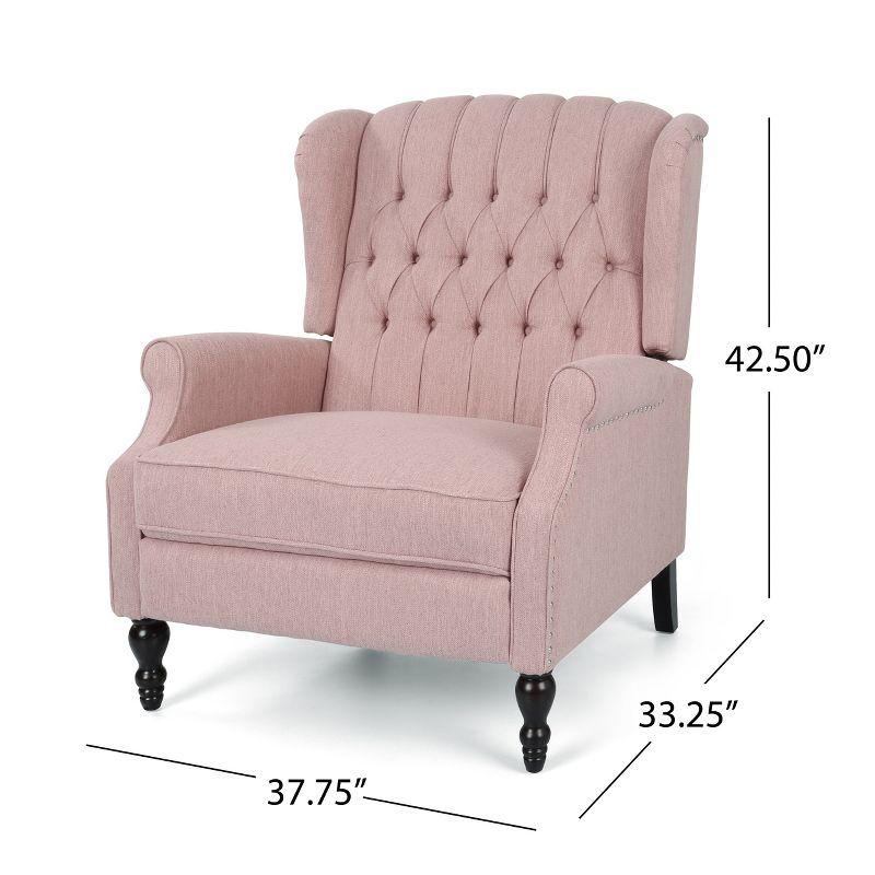 Appaloosa Oversized Wingback Press-Back Recliner Pink - Christopher Knight Home: Chic Tufted, Nailhead Trim, Polyester Upholstery