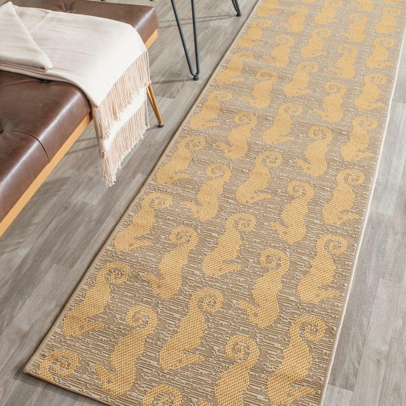 Emely Beige & Yellow Synthetic 27'' Indoor/Outdoor Runner Rug