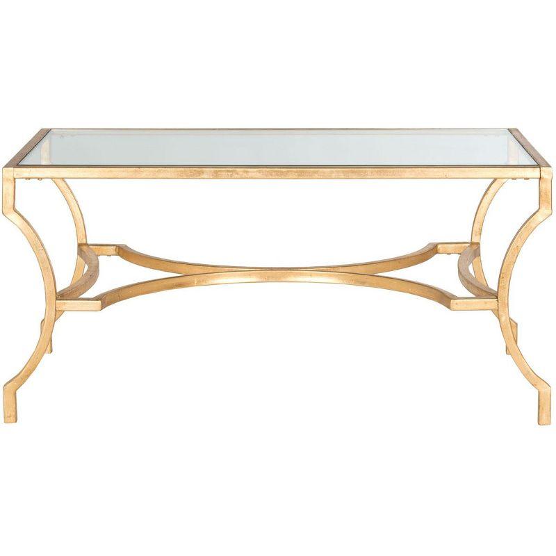 Alphonse Gold Rectangular Metal and Glass Coffee Table