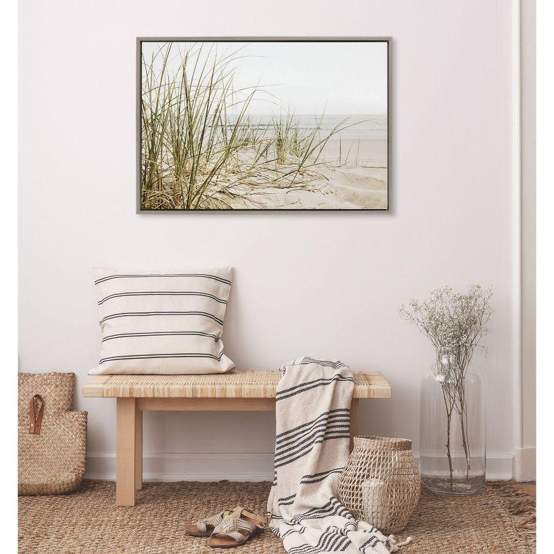 Kate & Laurel All Things Decor Sylvie Calming Beach Grass Framed Canvas by The Creative Bunch Studio