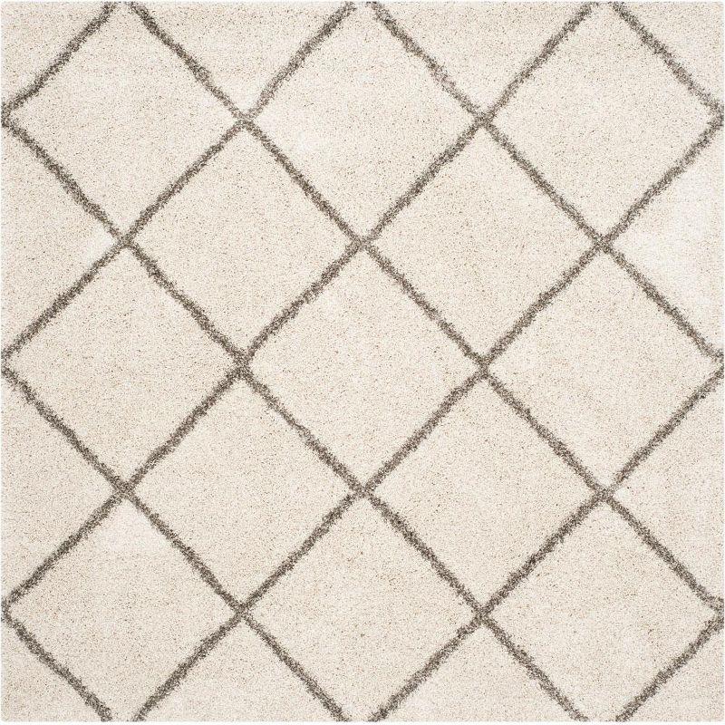 Ivory Diamond Delight 9' x 9' Square Synthetic Shag Rug