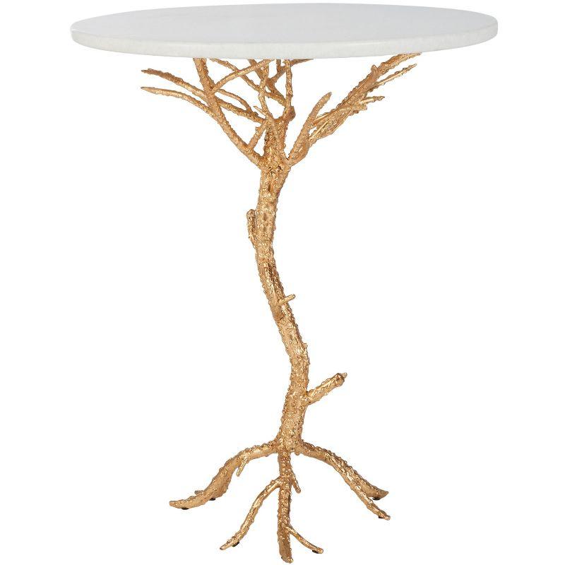 Carolyn Rooted Gold Accent Table - Gold/White Granite - Safavieh.