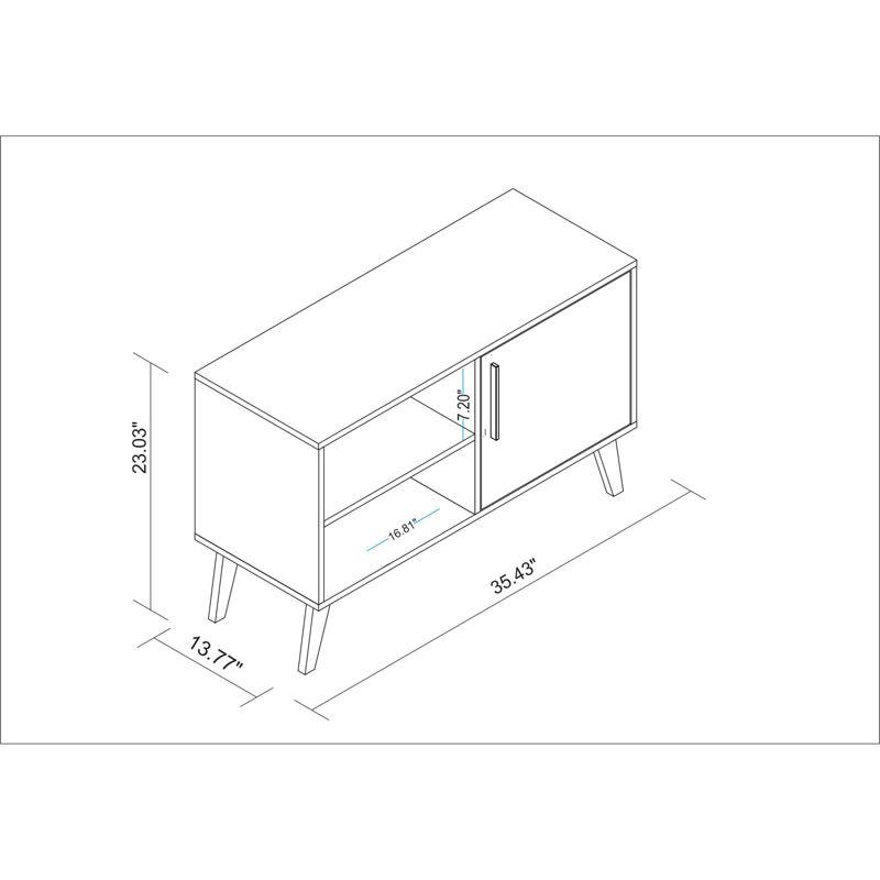 Manhattan Comfort 35.43" Amsterdam TV Stand for TVs up to 42" White: Modern Console with Fixed Shelves